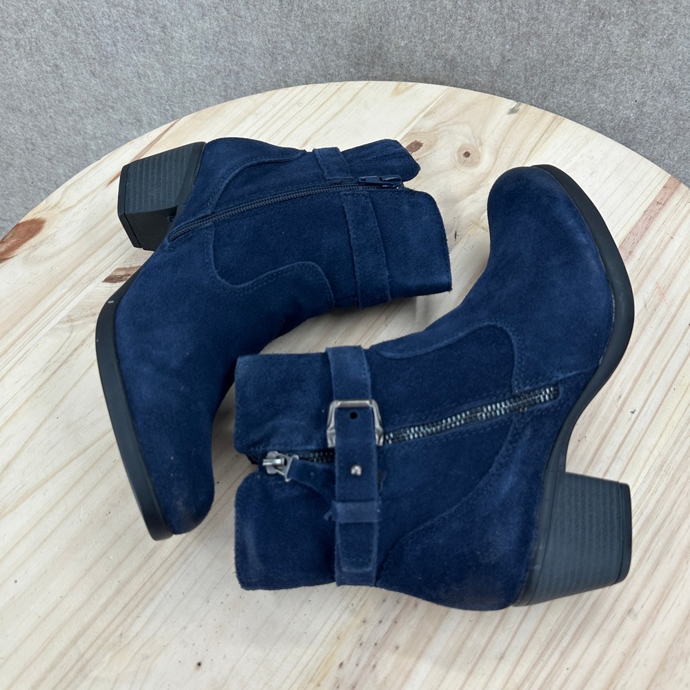 NEW Earth Origins Tori Navy Blue Suede Ankle Boots 9.5 Tassel Booties Block Heel - Picture 9 of 12
